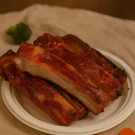13) BBQ long spare ribs 